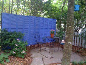 Using Wooden Shutters as a privacy screen in the garden