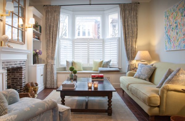 cafe style wooden shutters in a lounge